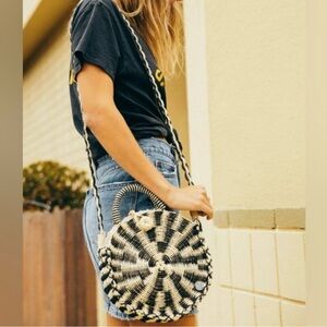 Billabong Soak It Up Straw Circular Crossbody Bag Boho Festival Handles Strap